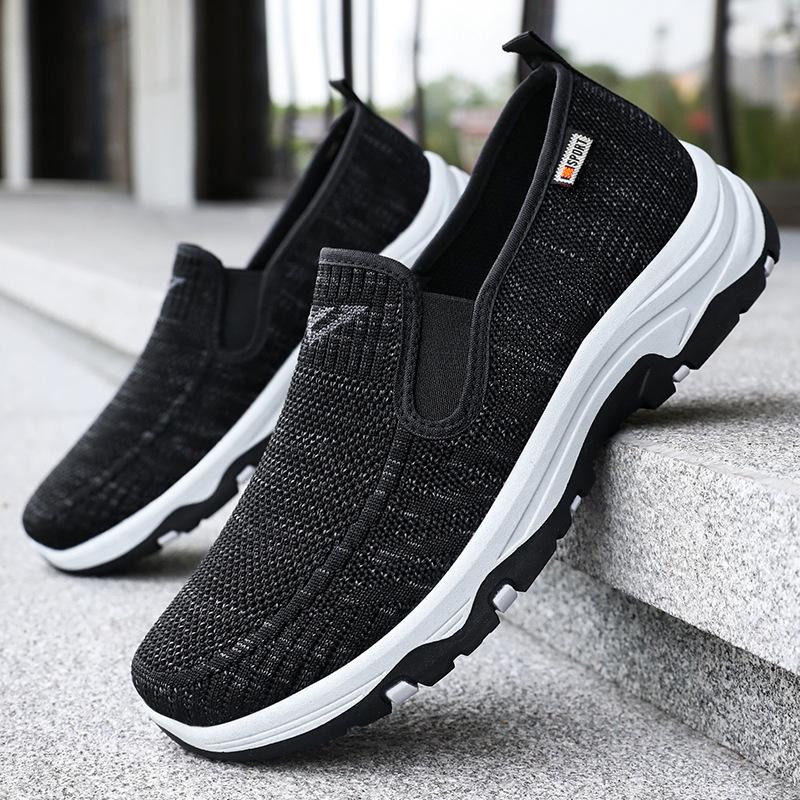 Shoes for Men In Summer Casual Breathable Single Shoes One Foot Soft Sole No Tired Feet Old Beijing Dad Shoes