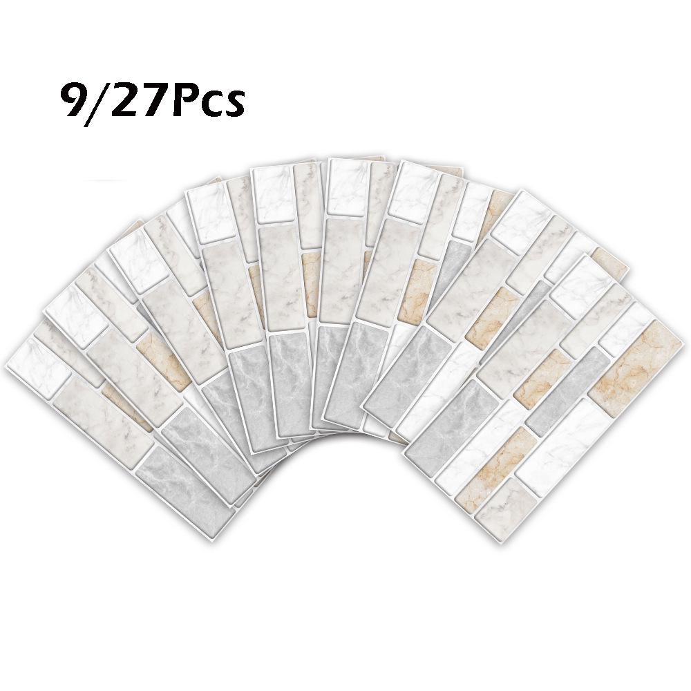 

Новинка 9/27 шт., мраморная наклейка на стену из ПВХ, кухня, ванная комната, мозаика, самоклеящаяся наклейка на плитку 27pcs