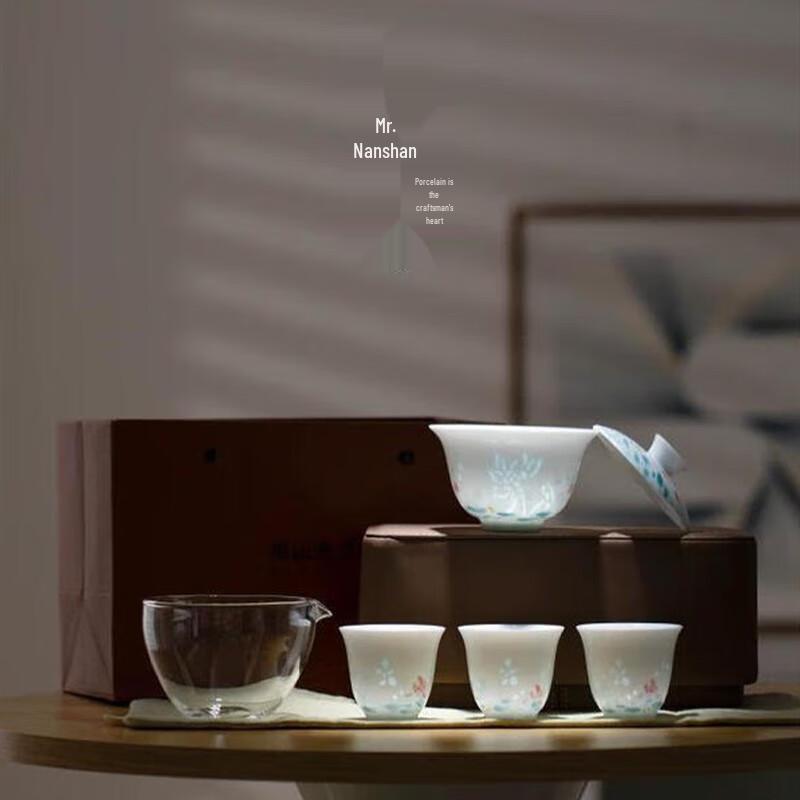 

Nanshan Mr. Hand-painted Jade Lotus Ceramic Travel Tea Set