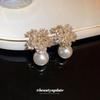 Diamond-Studded Silver Flower Pearl Earrings: Luxury Fashion Jewelry for Women