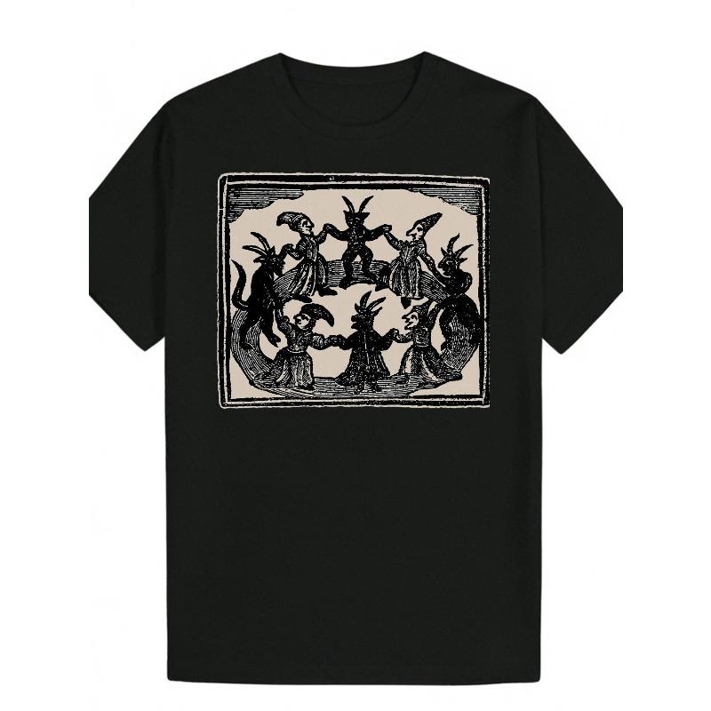 

European sizes Men s Yokai T-Shirt - Dark Humor Anime Manga Design with Oni, Tengu & Kabuki Art - Casual Summer Short Sleeve Round Neck Tee 4XL чорний