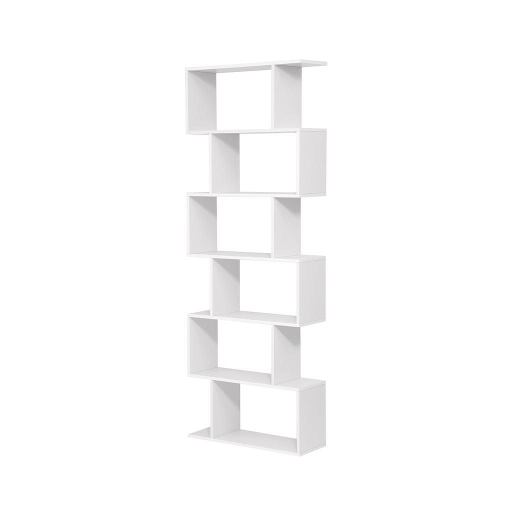 VASAGLE Libreria in Legno, Scaffale Espositore a Cubi e Divisorio per Ambienti, Libreria a 6 Ripiani, Unità di Scaffalatura Autoportante, Bianco