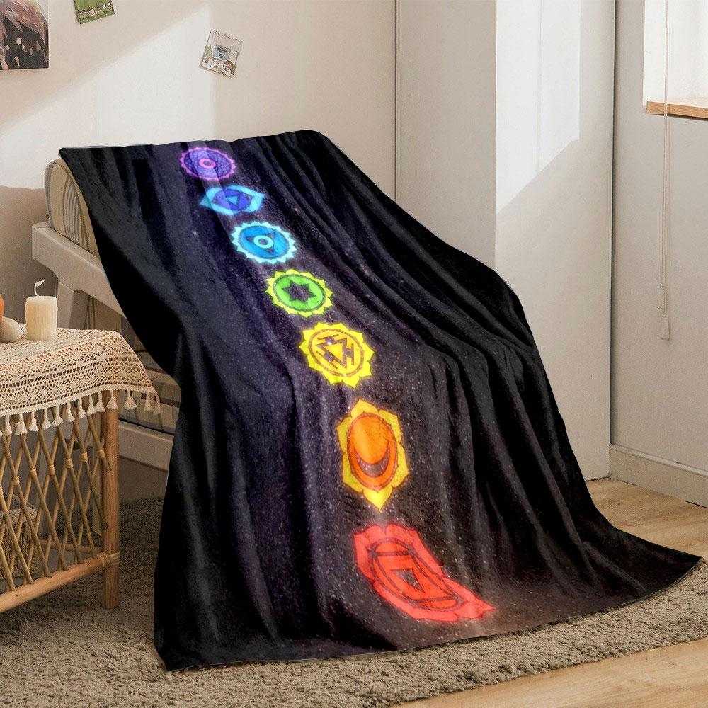 Chakra Pattern Blanket Bedroom Blanket for Livingroom Couch Lunch Break Soft Throw for Friend's Festival Gift