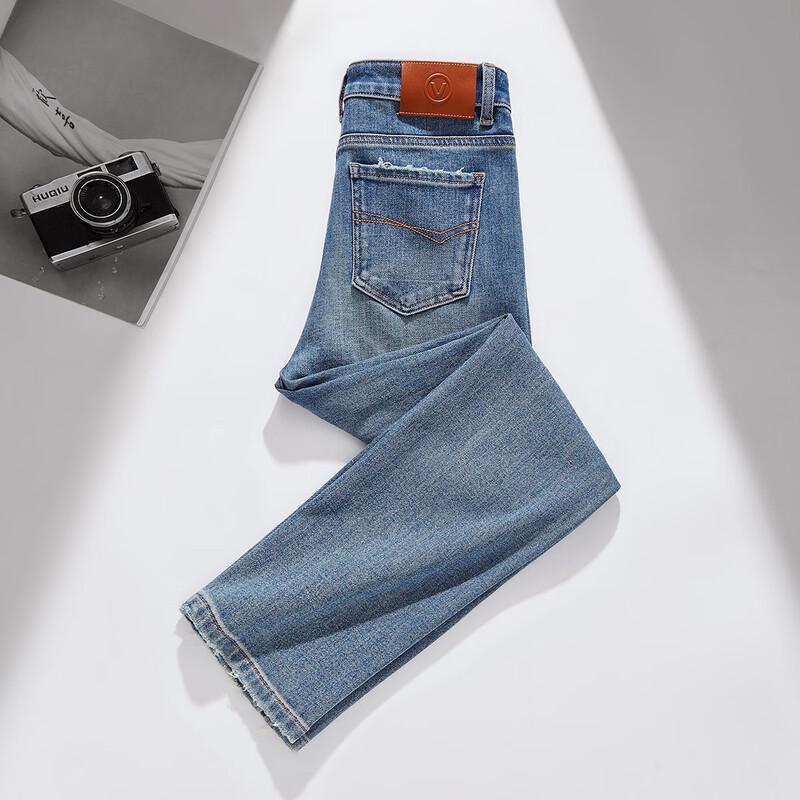 

RAIN.CUN Женские джинсы прямого кроя с завышенной талией и разрезом по низу 28