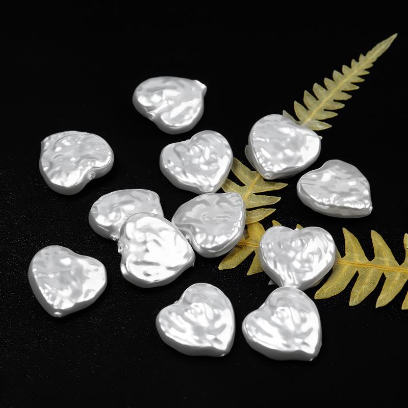 ABS Oregelbunden Triangel Vita Imitationspärlor - Halvfärdiga, Rakt Hål, Lösa Pärlor