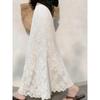 Design Estivo, Temperamento Chic, Sensazione di Pendente, Gonna Lunga in Pizzo Bianco, Gonna Lunga a Vita Alta Sottile a Forma ad A da Donna, Gonna Midi in Pizzo Bianco a Vita Alta