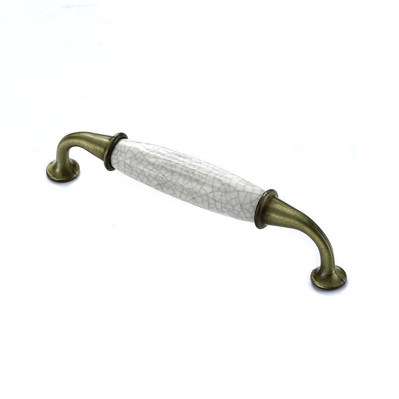 White Ceramic Pastoral Wardrobe and Cabinet Door Handle - Black Single Hole