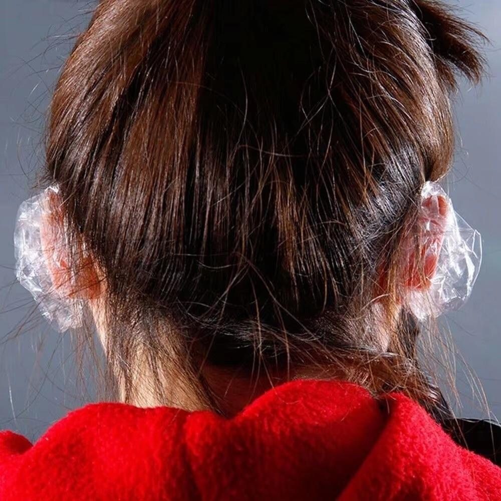 100PCS Elastic Hair Dyeing Ear Sleeve Waterproof Ear Protector Caps for Shower Salon