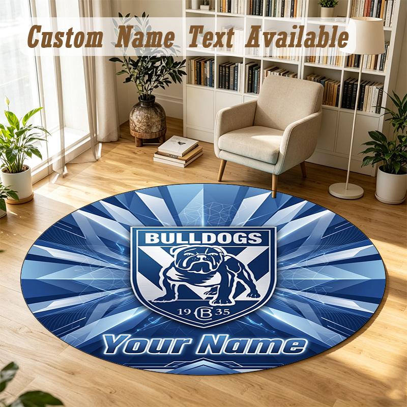 Round Rug Custom NameCanterbury-Bankstown Bulldogs Pattern Non Slip Carpet Home Floor Decor