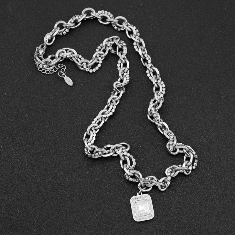 Necklace: Cold Wind, Rock Sugar, Gemstone, Men's Sweatshirt, Women's Niche Design, High-end Sweater Chain, Hip-hop Collarbone Chain, Necklace