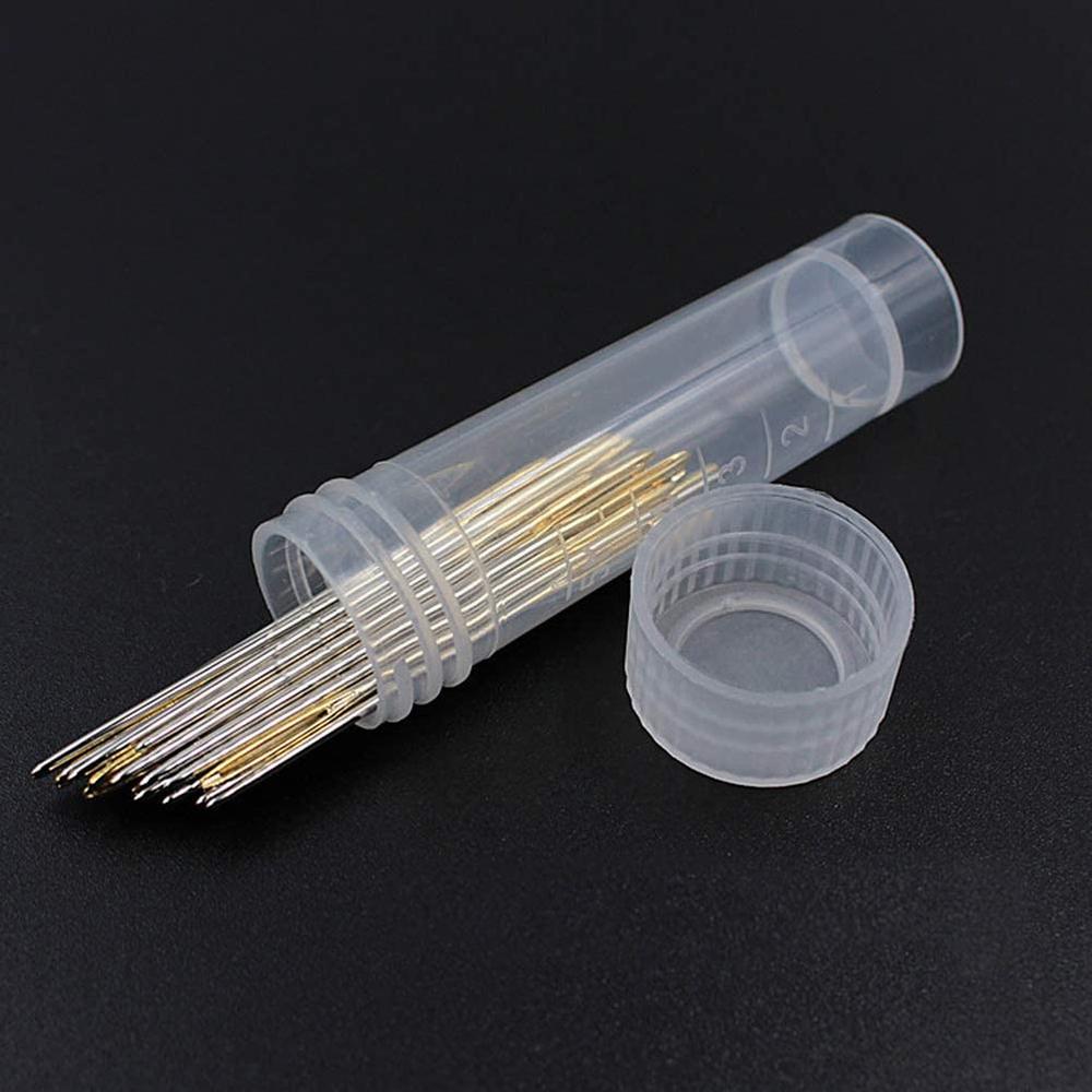30Pcs Big Eyes Sewing Needles Stainless Steel Hand Stitching Needles Embroidery Needles with Clear Storage Tube DIY Sewing Tools