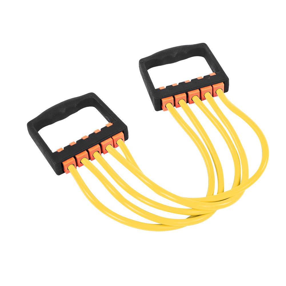 Five Rubber Chest Expander Strong Resistance Cable for Gym Fitness Sports Training Yellow