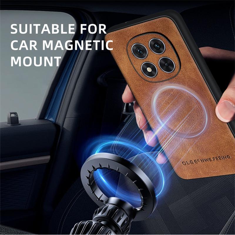 Magnetic Wireless Charge Leather Phone Case for Xiaomi Redmi Note 14 13 Pro+ 11SE / 12 11 10 Pro / Poco M6 Pro Soft Bumper Cover