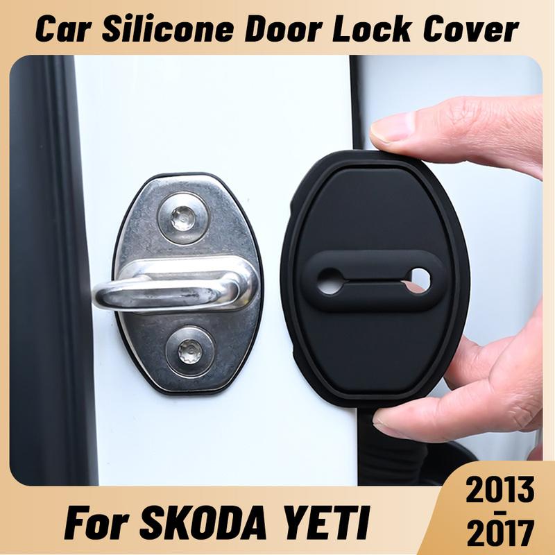 For SKODA YETI  2013-2017 Car Door Shock Absorber Door Lock Protector Silicone Auto Door Lock Latches Cover Accessories
