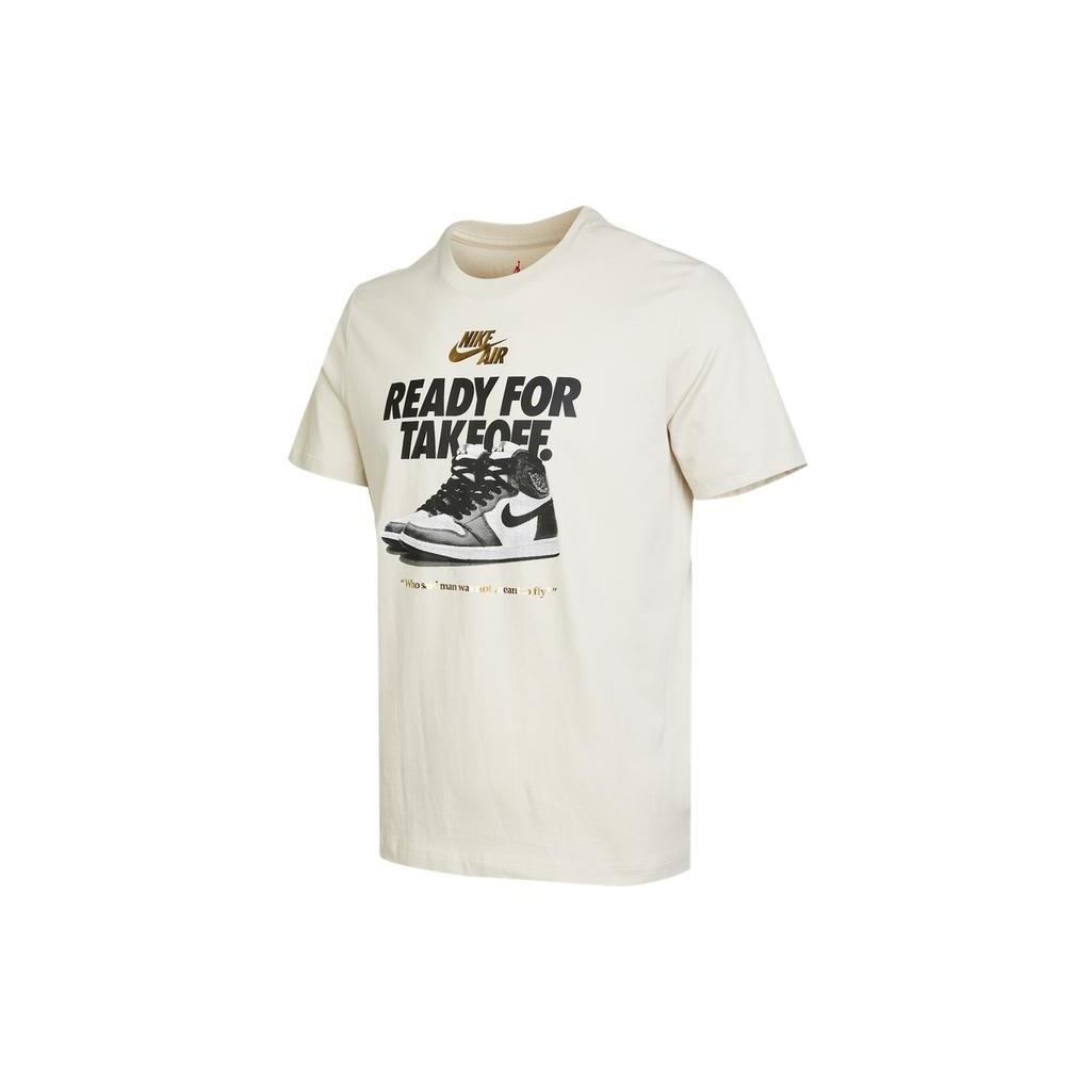 Air Jordan Alphabet Shoe Printing Round Neck Casual Short Sleeve White Men s DV9719-104 L