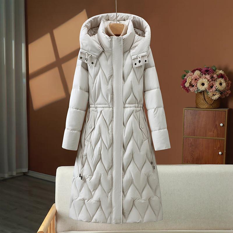 Winter Waist Hooded Loose Down Cotton-padded Clothes Rhombus Long Knee-padded Clothes Women's Cotton-padded Jackets Warm Jackets
