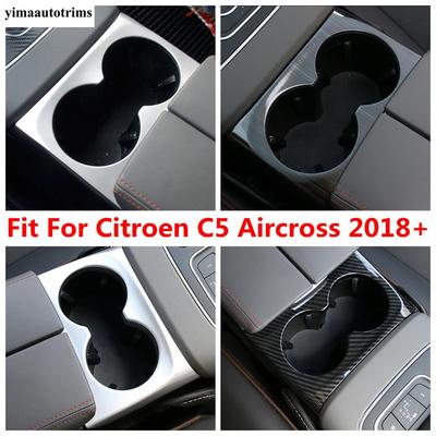 Central Control Front Water Cup Holder Panel Decoration Cover Trim Carbon Fiber Accessories For Citroen C5 Aircross 2018 - 2024