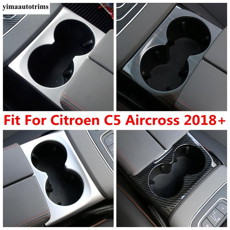 Central Control Front Water Cup Holder Panel Decoration Cover Trim Carbon Fiber Accessories For Citroen C5 Aircross 2018 - 2024