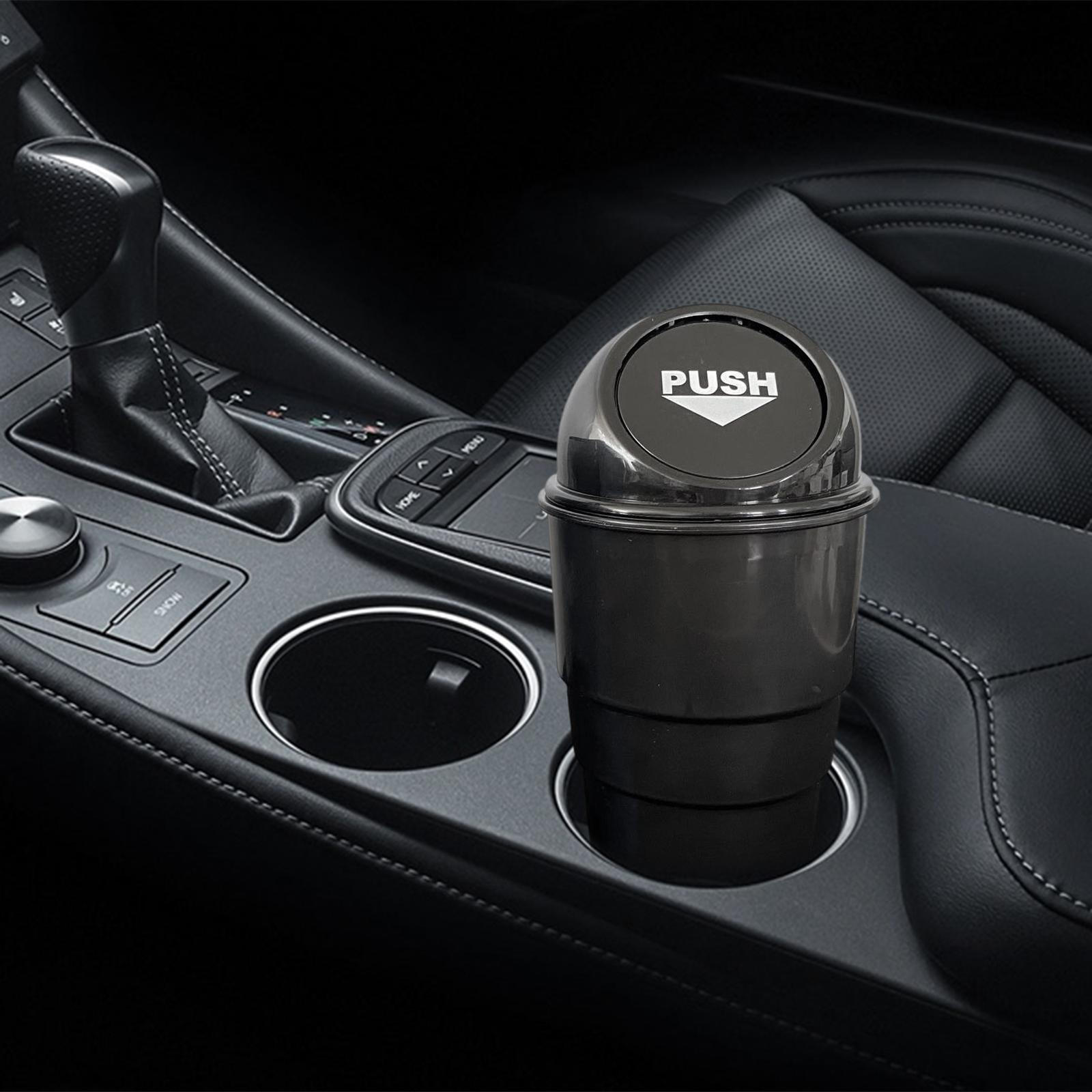 

Car Garbage Can with Lid Small Trash Bin Rubbish Organizer Vehicle Automotive Cup Holder for