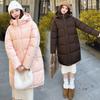 Womens Thick Hooded Cotton Coat Mid-Length Oversized Workwear Jacket Solid Color Fall Winter