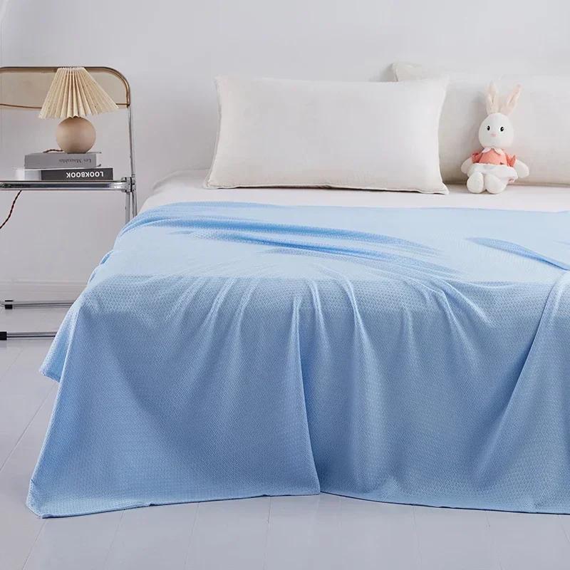 100% Bamboo Fiber Summer Blanket Pure Natural Plant Cooling Quilt Air Condition Comforter Thin Diamond Grid Lightweight Duvet