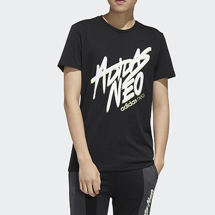 Adidas Neo Faves Print Sports Short Sleeve Tee Men Tops Black FP7350