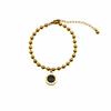 Retro Black And White Double-Sided Roman Premium Digital Bracelet Women'S Non-Fading Round Bead Titanium Steel Bracelet