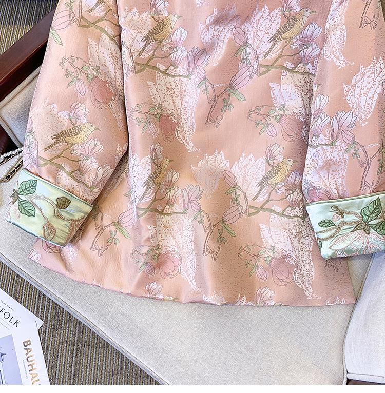 Women's Chinese Style Thick Winter Embroidered Cotton Cheongsam Coat - Fashionable Tang Suit Top Jacket