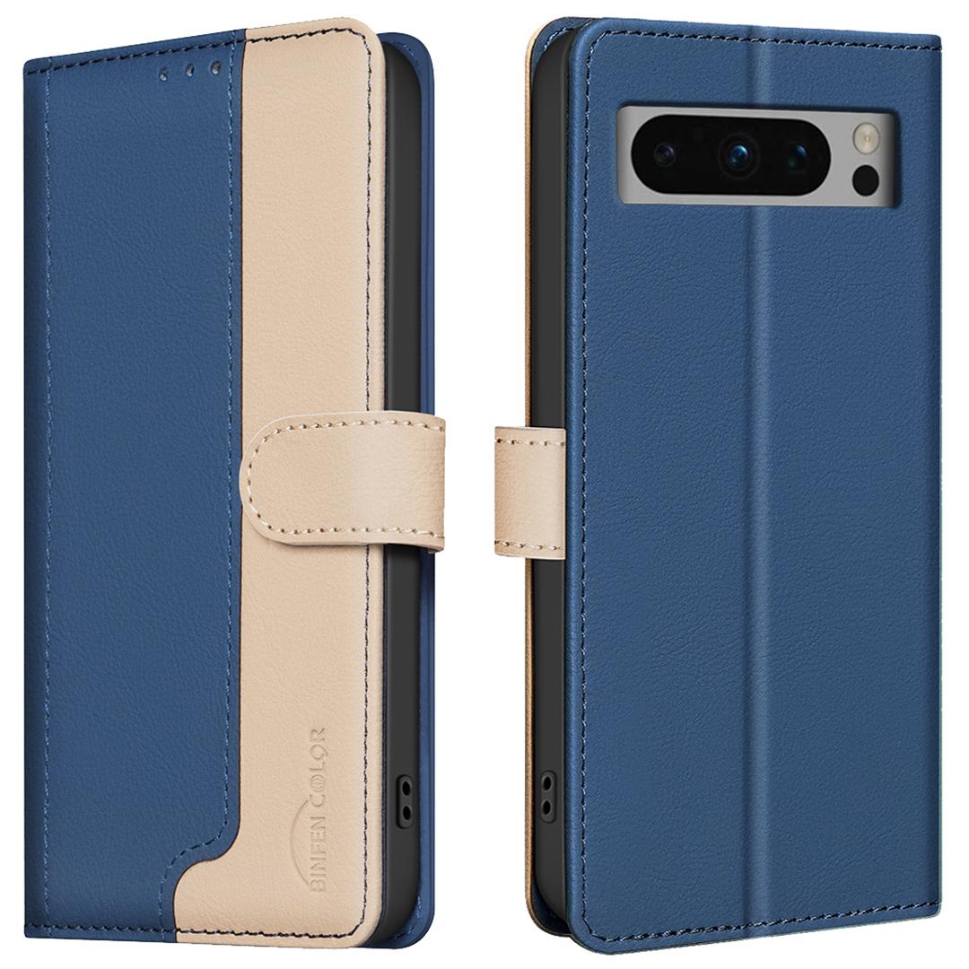 

For Google Pixel 8 Pro Wallet Case PU Leather RFID Blocking Phone Cover Blue