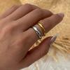 Stainless Steel Gold Color Silver Color Waterdrop Finger Rings For Women Men Simple Geometric Stripe Stackable Open Ring Jewelry