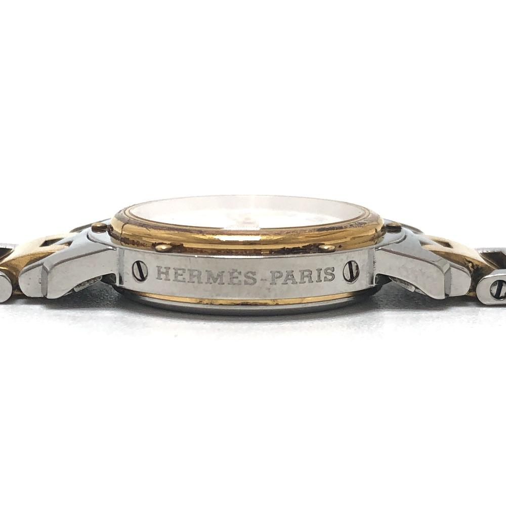 HERMES CL3.240 Clipper Quartz Date Watch Round Face Two-tone Wristwatch