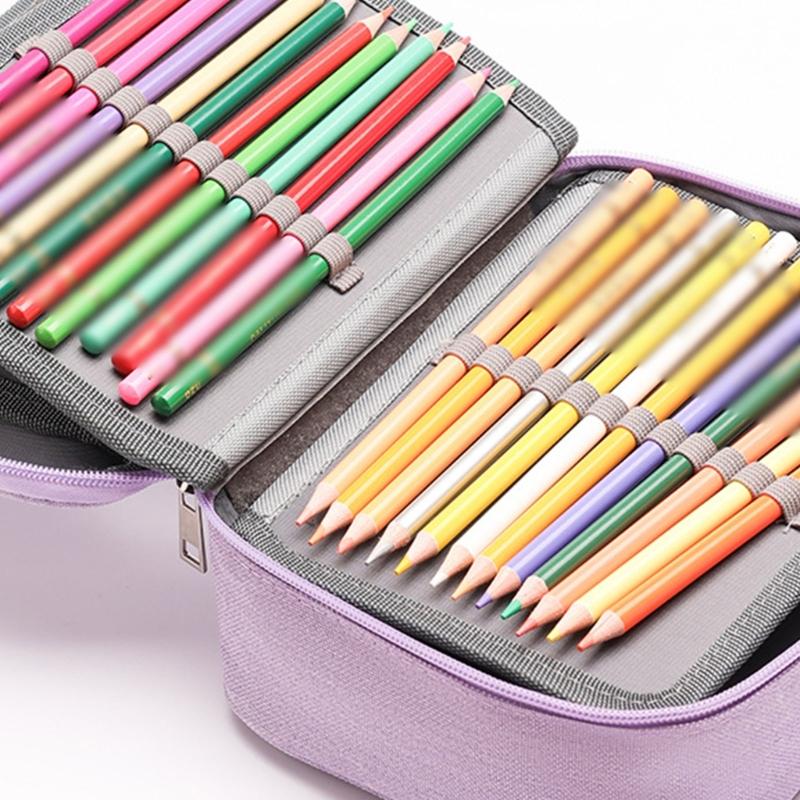 High Capacity Pen Case Multifunctional Pen Pouches 72 Slots Colored Pencil Bag With 2 Removable Sleeves Portable Pen Bag