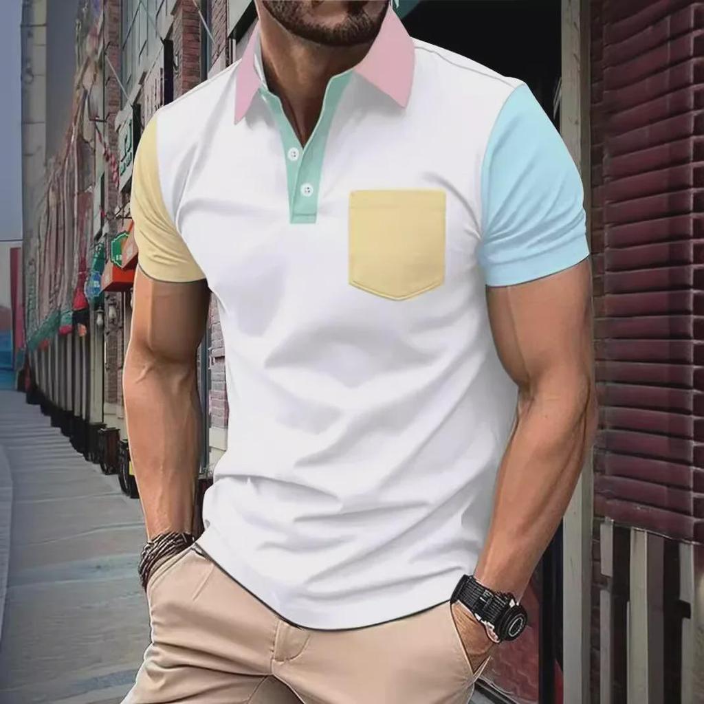 2024 Herren Sommer Poloshirt mit Kontrasttasche - Modischer Kurzarm-Style
