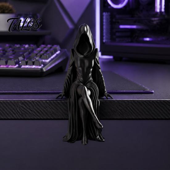 Dunkle Ästhetik Raumakzente Gotische Kapuzenlose Hexenfigur, Sitzende Dame Nische Künstlerische Heimdekoration Figur, 3D-gedrucktes Ornament