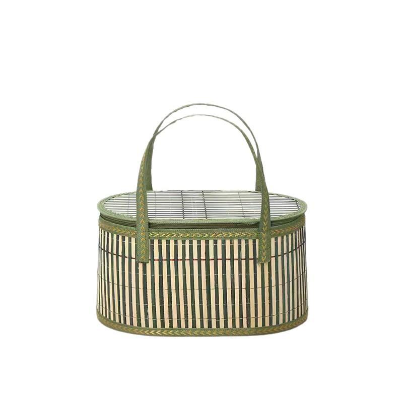 Traditional Bamboo Storage Basket With Handcrafted Design For Kitchen Organization