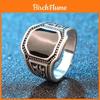 Elegant Fashion Jewelry Ring With Round Black Rhinestone And Curved Engraving For Men