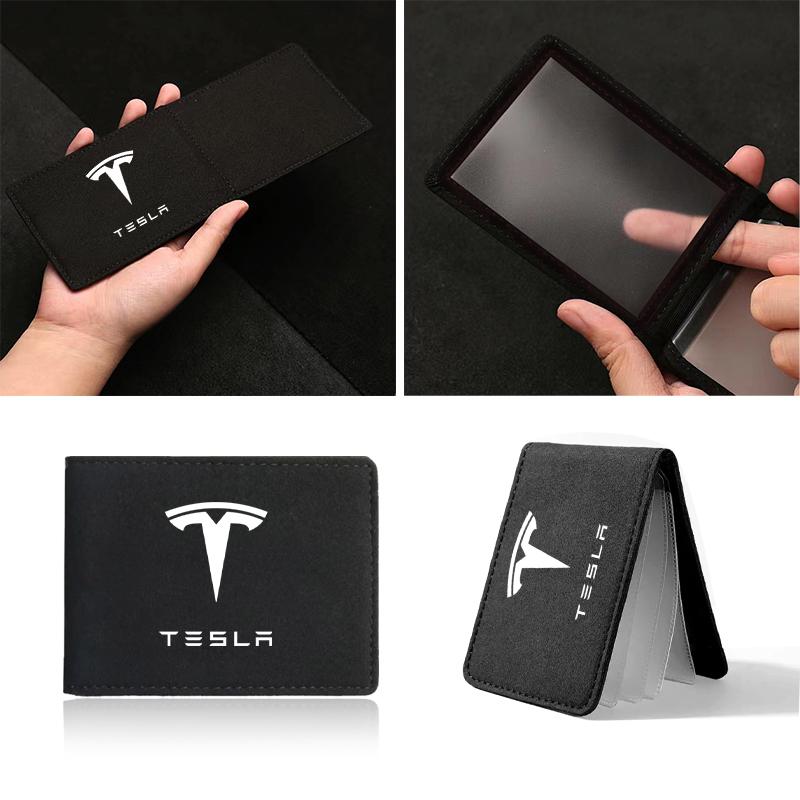 PU Leather Credit Card Case Car Driving Documents Protective Case For Tesla Model 3 Model S Model X Y Roadster Performance
