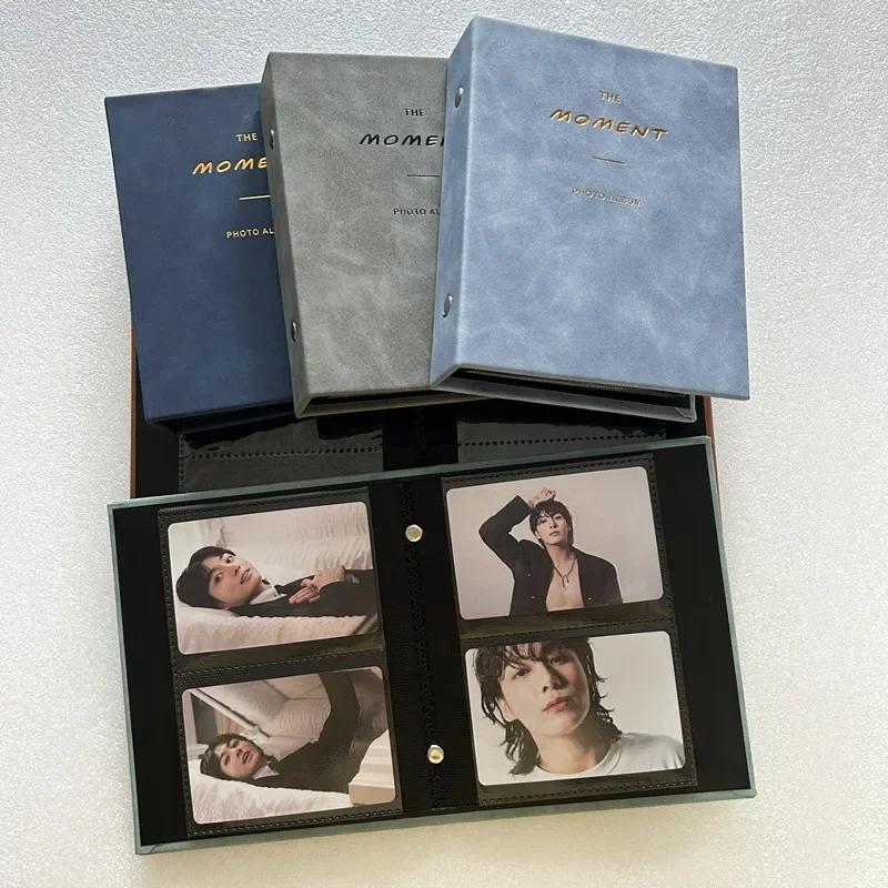 Mini Photo Album 64 Pockets 3-Inch PU Leather Cover Photo Book Commemorative Photo Insert Style Star Album Small Card Storage