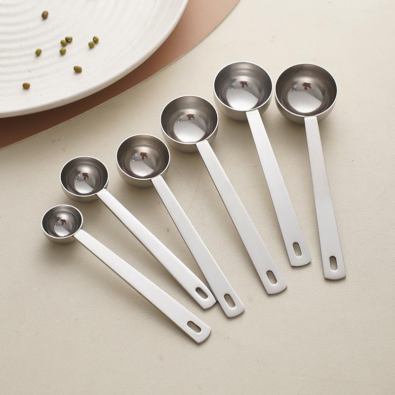Stainless Steel Coffee Measuring Scoop Long Handle Heat Resistant Spoon Multipurpose Tool for Baking Cafe Home Kitchen