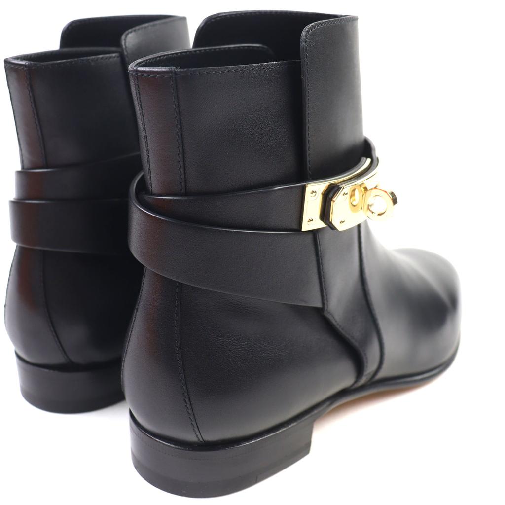 Hermes Short Boots Neo Kelly Buckle Black Leather Women 37 Used