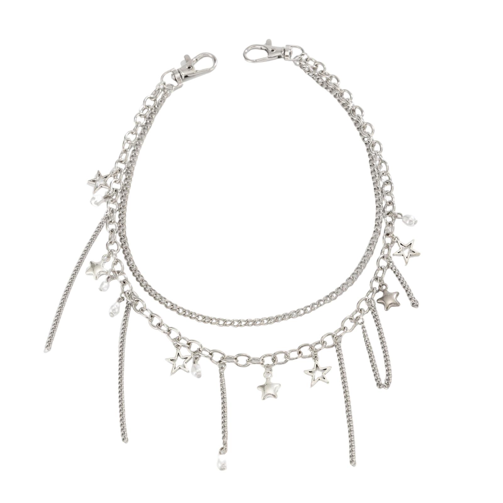 

Vintage Inspired Iron Alloy Pearls Chain Keychain Sturdy Decorative Waist Accessory