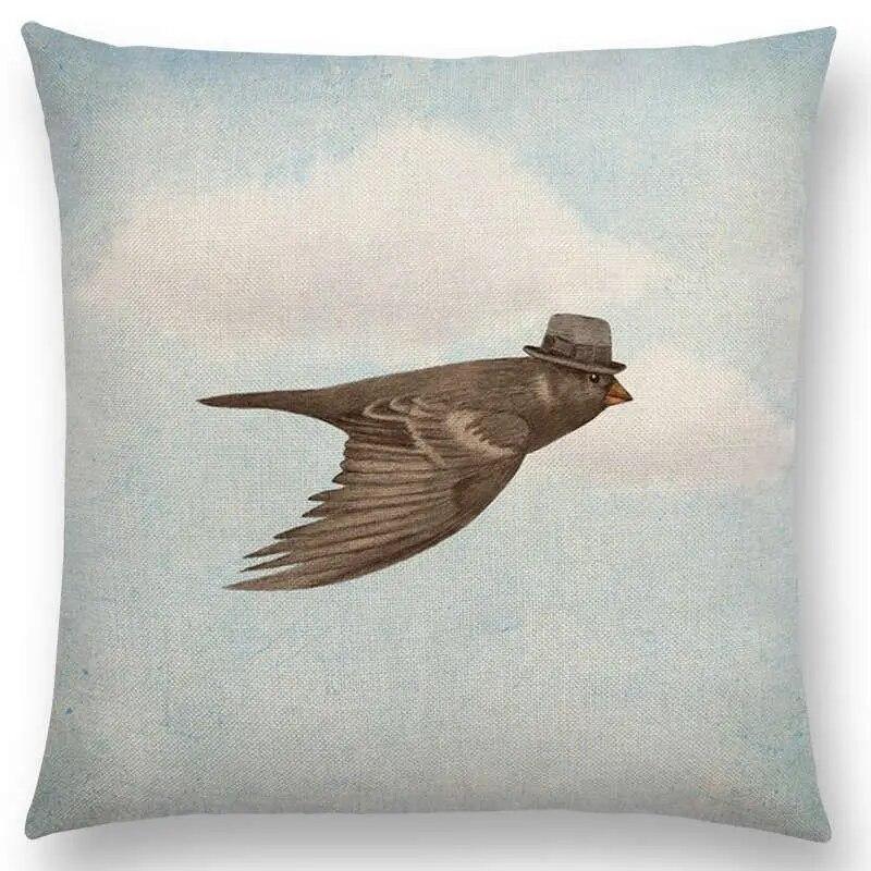 Sofa Throw Pillow Cover Home Decor Cute Little Ghost Sailing Whale Ocean Diver Print Cushion