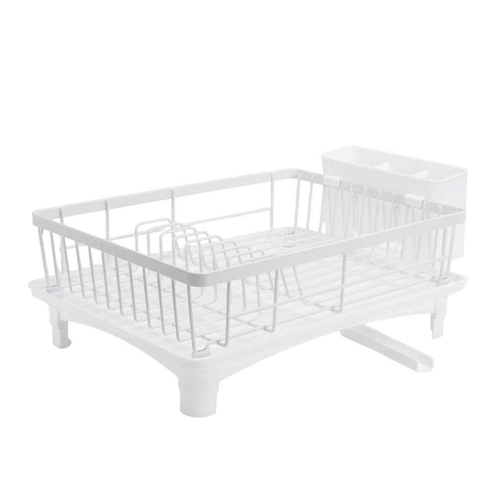 White/Black Dish Drainer Iron Utensil Dish Rack Dish Rack With Drainboard  Countertop Storage