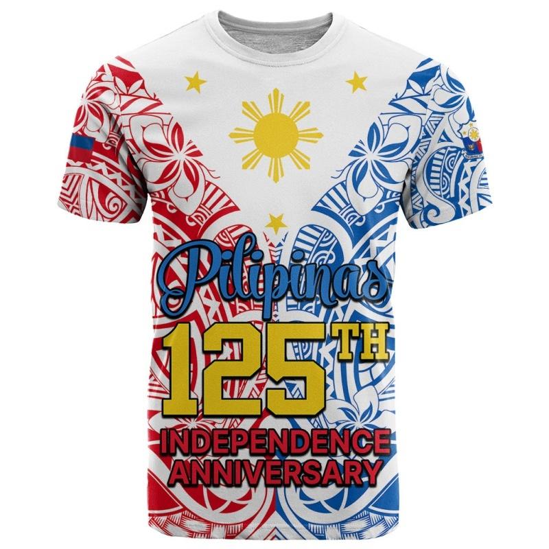 3D Printed Philippine Independence Day T Shirt For Men Patriotic Pattern T-Shirts Summer Fashion Round Neck Short Sleeve Tees