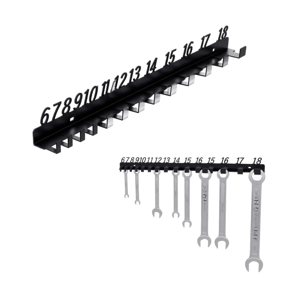 Wall Mounted Wrench Organizer Rack with Numbered Hooks Tool Storage Holder for Home Garage Workshop Tool Hanging and Easy Access