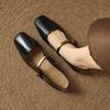 Retro Buckle Burgundy Mary Jane Single Shoes Square Toe Shallow Mouth Single Shoes Necessary Low Top Shoes for Commuting