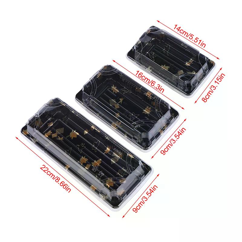 10 szt. pogrubionych pudełek na sushi z pokrywkami, jednorazowe, ekologiczne pojemniki na żywność, pudełka na wynos, pojemniki na wynos