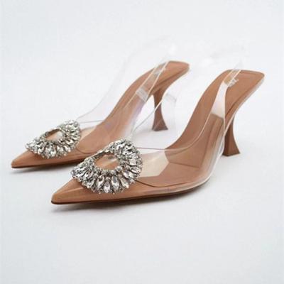 New Style Fashion Women's High Heel Sandals Women's Pointed Thin Heels Banquet Simple High Heels Sandals Women Zapatos Mujer