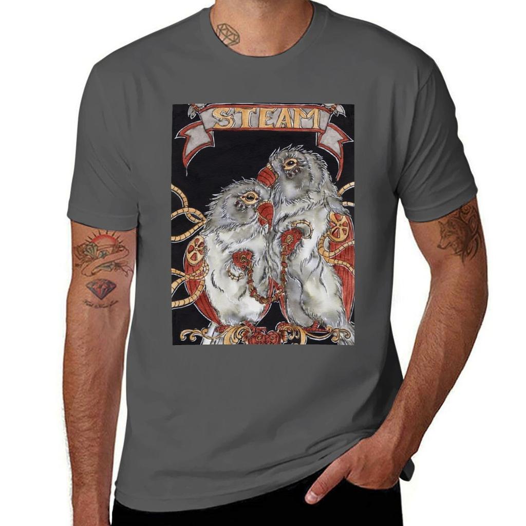 Steampunk Parrots The Lovers Tarot TShirt Christmas Casual Tee Shirt