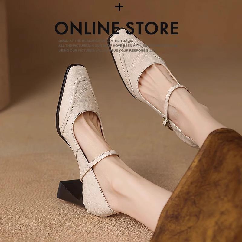 Lambskin shoes~ French single shoes, femininity is not tired, high heels, thick heels, work shoes, beautiful Mary Jane shoes